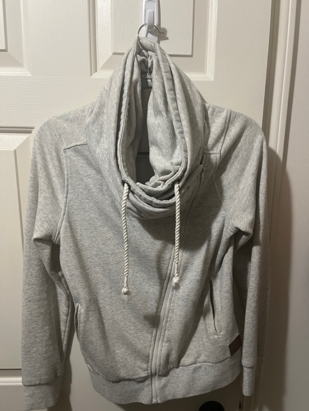 BKE Light Gray Draped Cowl Zip Hoodie